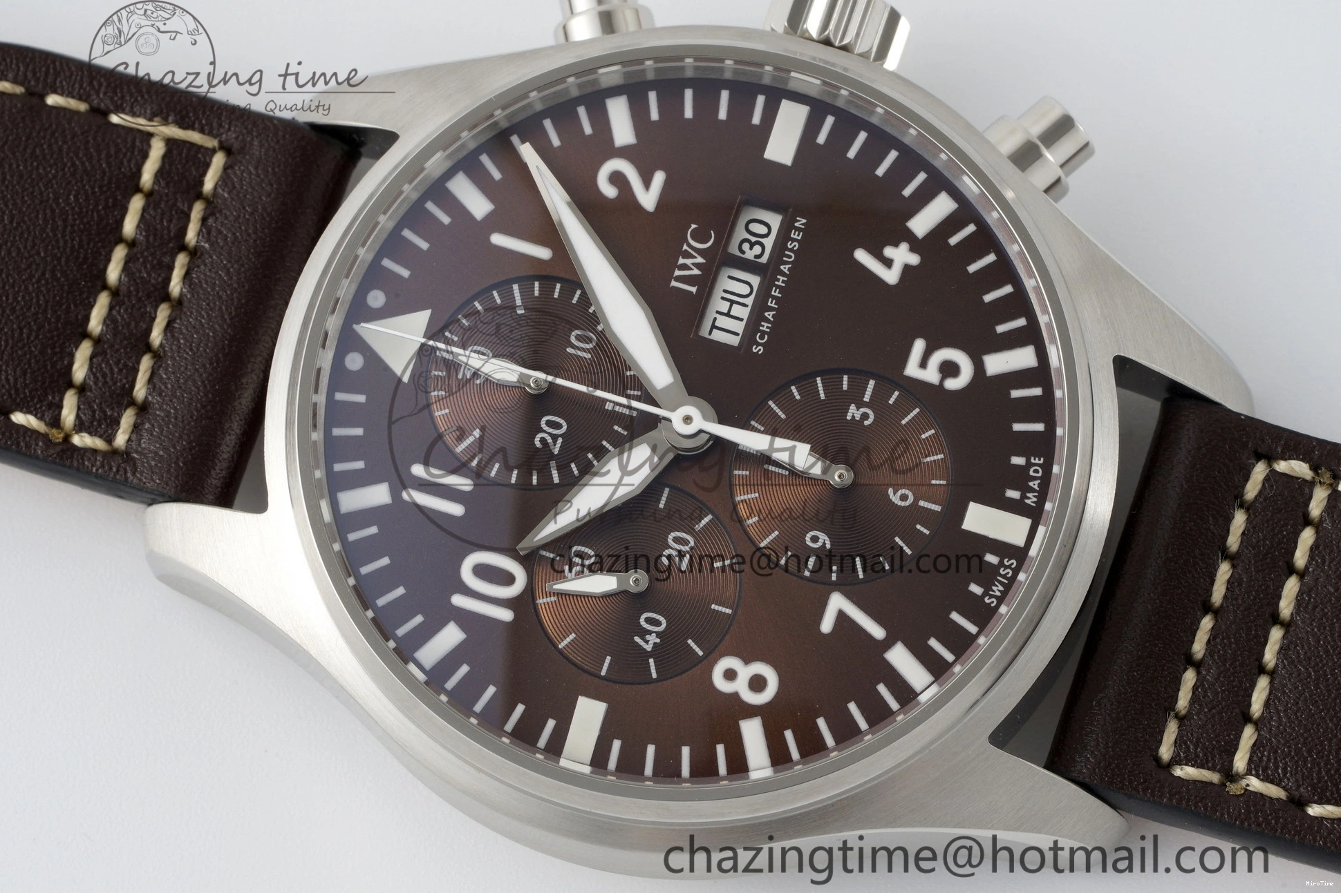 MIROTIME 1222 Thermal Pilot Chrono SS AZF 1:1 Best Edition Brown Dial on Brown Leather Strap A 7062